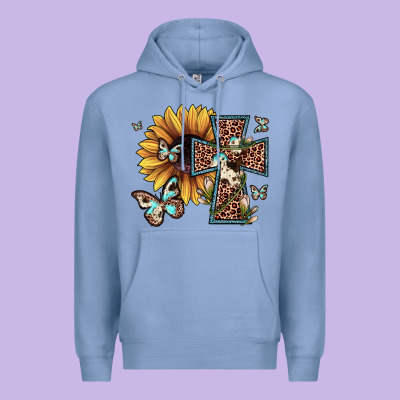 Leopard Cross Sunflower Butterfly Premium Hoodie Designed By Jahusdesignshop