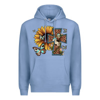 Colony Blue leopard cross sunflower butterfly Premium Hoodie - JahusDesignShop