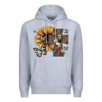 Heather Grey leopard cross sunflower butterfly Premium Hoodie - JahusDesignShop