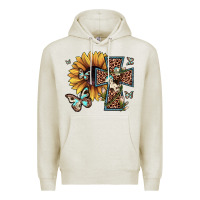 Oatmeal Heather leopard cross sunflower butterfly Premium Hoodie - JahusDesignShop