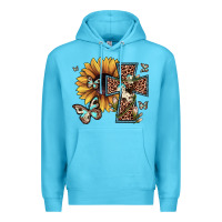 Ocean Blue leopard cross sunflower butterfly Premium Hoodie - JahusDesignShop