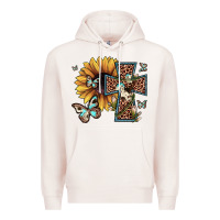 Pale Pink leopard cross sunflower butterfly Premium Hoodie - JahusDesignShop