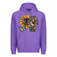 Purple leopard cross sunflower butterfly Premium Hoodie - JahusDesignShop