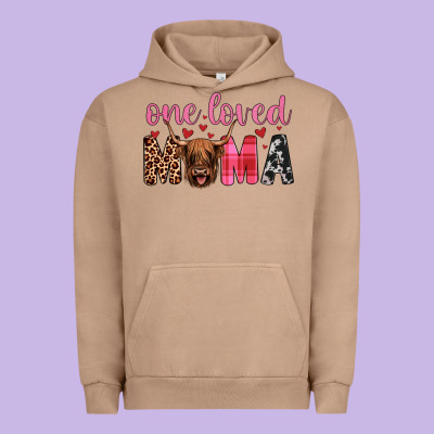Highland Cow One Loved Mama Urban Hoodie Designed By Jahusdesignshop