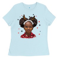 Baby Blue christmas african girl Ladies Tee - BarkalooDesign