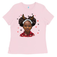 Bubblegum Pink christmas african girl Ladies Tee - BarkalooDesign