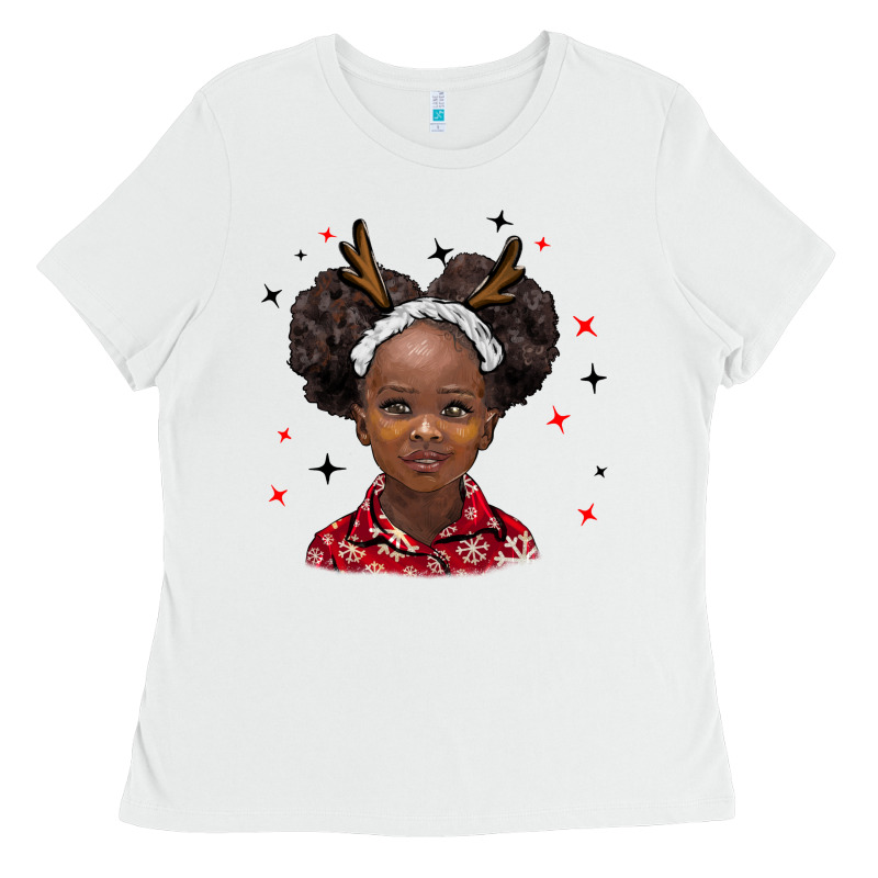 Christmas African Girl Ladies Tee by BarkalooDesign | Teevron