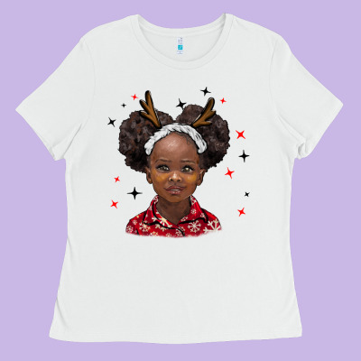 Christmas African Girl Ladies Tee Designed By Barkaloodesign