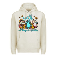 Oatmeal Heather with god all things are possible matthew 19 26 Premium Hoodie - JahusDesignShop