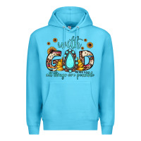 Ocean Blue with god all things are possible matthew 19 26 Premium Hoodie - JahusDesignShop