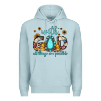 Blue Mist with god all things are possible matthew 19 26 Premium Hoodie - JahusDesignShop