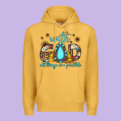 With God All Things Are Possible Matthew 19 26 Premium Hoodie Designed By Jahusdesignshop