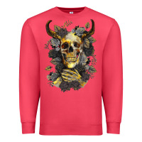 Cardinal Bull Human Skull With Gold Roses Premium Sweatshirt - RanaPortraitStore
