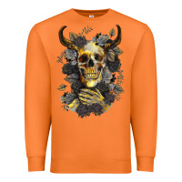 Carrot Bull Human Skull With Gold Roses Premium Sweatshirt - RanaPortraitStore