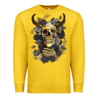 Lemon Bull Human Skull With Gold Roses Premium Sweatshirt - RanaPortraitStore