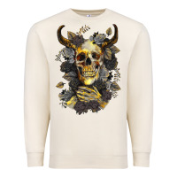 Sandshell Bull Human Skull With Gold Roses Premium Sweatshirt - RanaPortraitStore