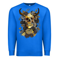 True Royal Bull Human Skull With Gold Roses Premium Sweatshirt - RanaPortraitStore