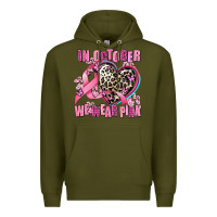 Army Green western leopard  in october we wear pink heart Premium Hoodie - AdoDesignShop