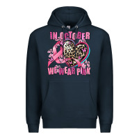 Navy western leopard  in october we wear pink heart Premium Hoodie - AdoDesignShop