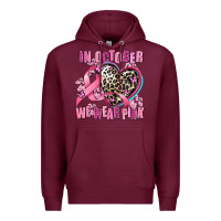 Burgundy western leopard  in october we wear pink heart Premium Hoodie - AdoDesignShop