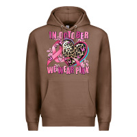 Chestnut western leopard  in october we wear pink heart Premium Hoodie - AdoDesignShop