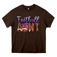 Chocolate Brown Football Aunt Heavy Core Tee - CowhideDigitalArt
