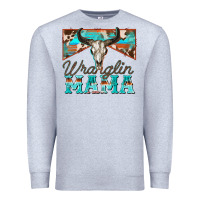 Heather Grey wranglin mama Premium Sweatshirt - Zillion Design Studio