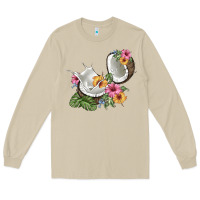 Mushroom coconut with tropical leavers and flowers Long Sleeve Tee - BarkalooDesign