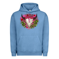 Pigment Pebble Blue bull skull cactus valentines Urban Hoodie - JahusDesignShop