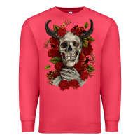 Cardinal Bull Human Skull With Roses Premium Sweatshirt - RanaPortraitStore