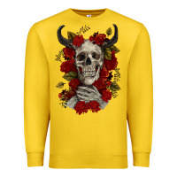 Lemon Bull Human Skull With Roses Premium Sweatshirt - RanaPortraitStore