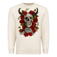 Sandshell Bull Human Skull With Roses Premium Sweatshirt - RanaPortraitStore