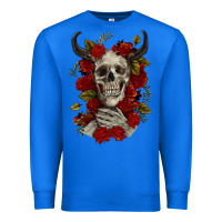 True Royal Bull Human Skull With Roses Premium Sweatshirt - RanaPortraitStore