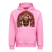 Fuchsia Pink valentines highland cow rainbow Urban Hoodie - JahusDesignShop