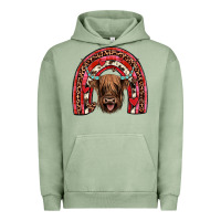 Pigment Oil Green valentines highland cow rainbow Urban Hoodie - JahusDesignShop
