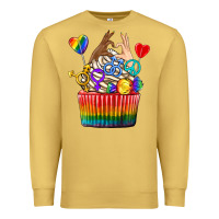 Antique Gold pride rainbow cupcake Premium Sweatshirt - texasbilliewilder