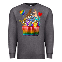 Charcoal Heather pride rainbow cupcake Premium Sweatshirt - texasbilliewilder