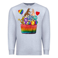 Heather Grey pride rainbow cupcake Premium Sweatshirt - texasbilliewilder