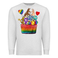 Oatmeal Heather pride rainbow cupcake Premium Sweatshirt - texasbilliewilder