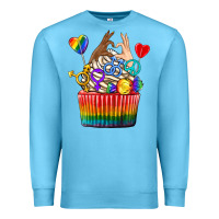 Ocean Blue pride rainbow cupcake Premium Sweatshirt - texasbilliewilder