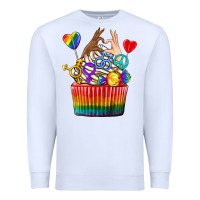 White pride rainbow cupcake Premium Sweatshirt - texasbilliewilder