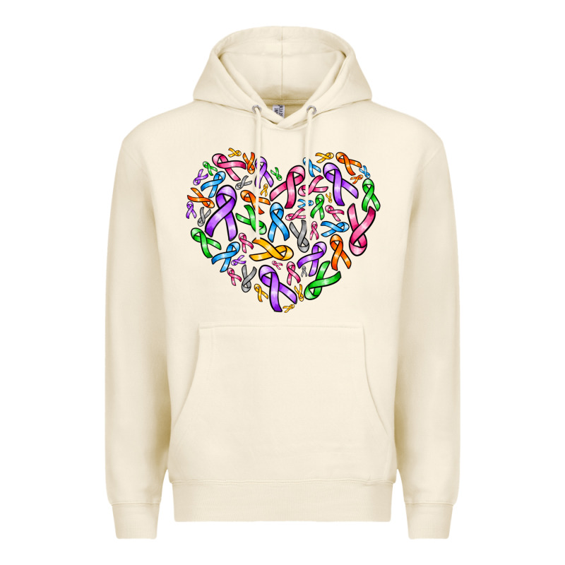 Cancer Ribbon Heart Premium Hoodie by AdoDesignShop | Teevron
