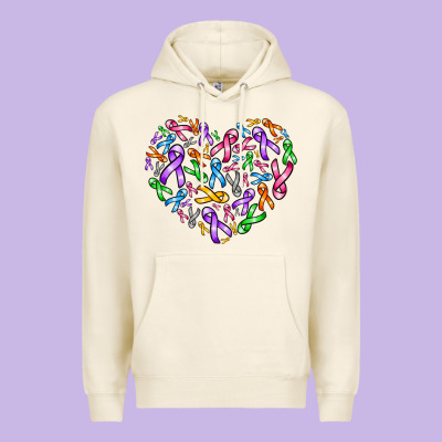 Cancer Ribbon Heart Premium Hoodie Designed By Adodesignshop