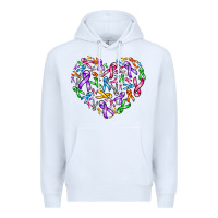 White cancer ribbon heart Premium Hoodie - AdoDesignShop