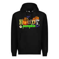 Black howdy halloween pumpkins Premium Hoodie - AdoDesignShop