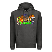 Charcoal Heather howdy halloween pumpkins Premium Hoodie - AdoDesignShop