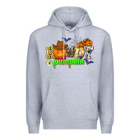Heather Grey howdy halloween pumpkins Premium Hoodie - AdoDesignShop