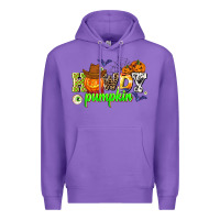 Purple howdy halloween pumpkins Premium Hoodie - AdoDesignShop