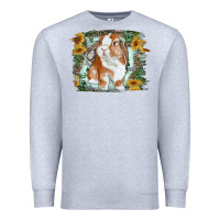 Heather Grey Bunny With Flower Leopard Premium Sweatshirt - RanaPortraitStore
