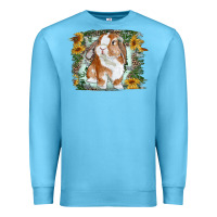 Ocean Blue Bunny With Flower Leopard Premium Sweatshirt - RanaPortraitStore